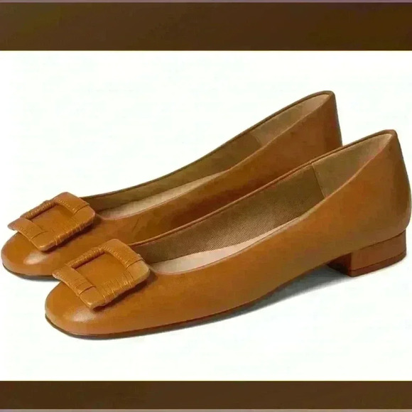 NWT Lele Buckle Toe Flat - Cognac size 9.5 - Picture 1 of 6